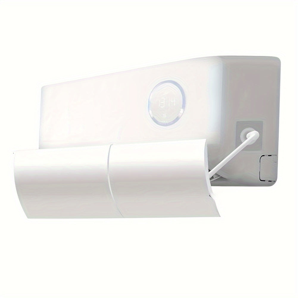 Easy to install polypropylene wind deflector for air conditioners, adjustable to prevent direct blowing. No electricity needed for installation. Universally fits AC units.