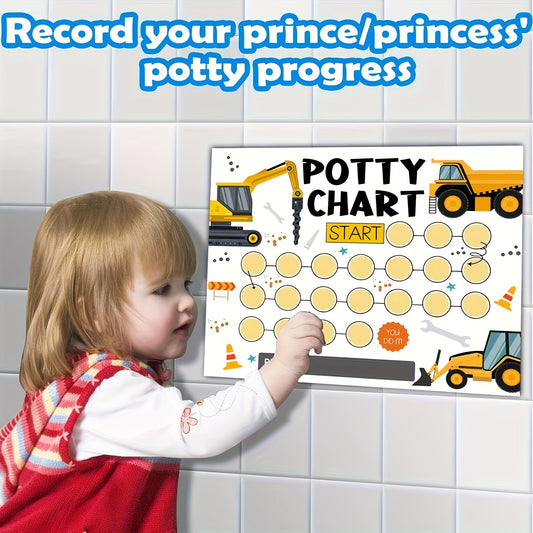 Cute Excavator Potty Training Chart with Simple Instructions & Fun Stickers - A Must-Have for Kids