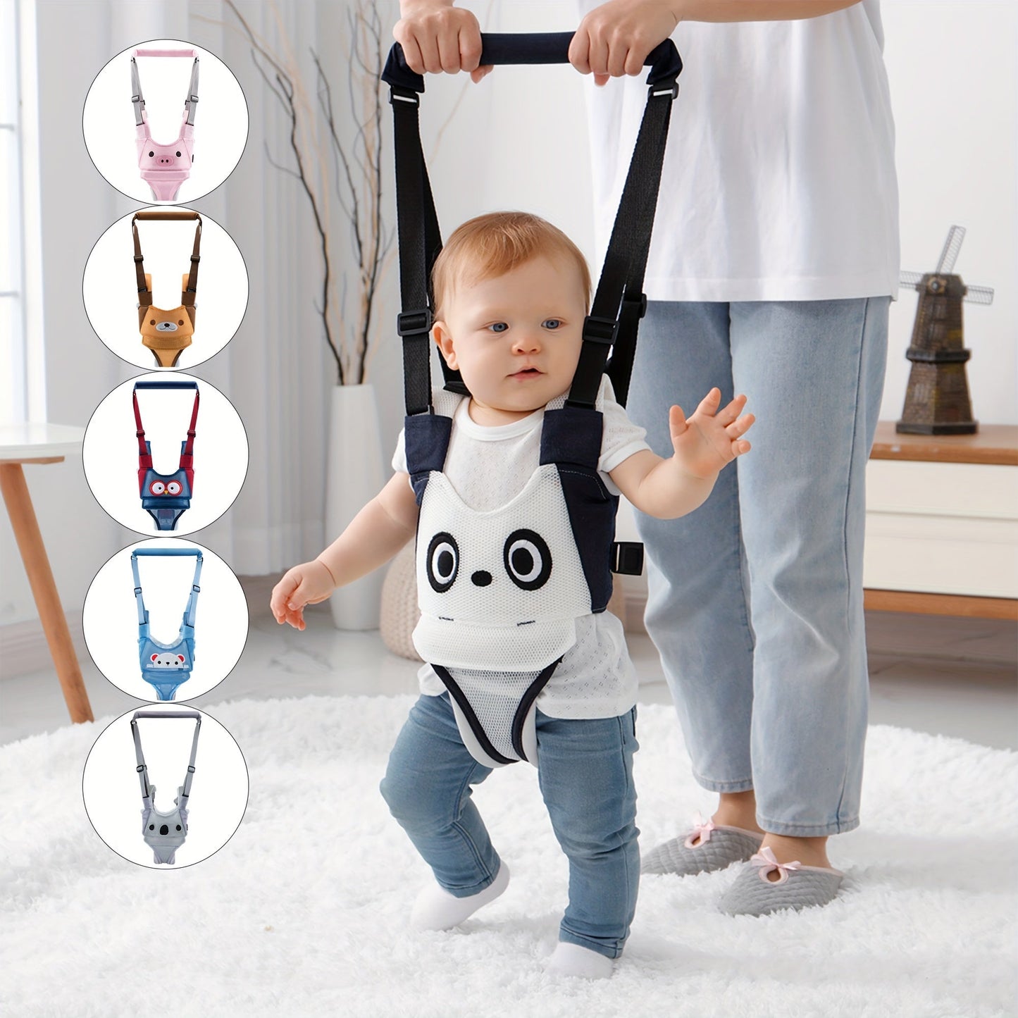 Adjustable Toddler Walking Harness with Anti-Fall Mesh, Safe and Cute Pig Design for Ages 0-3