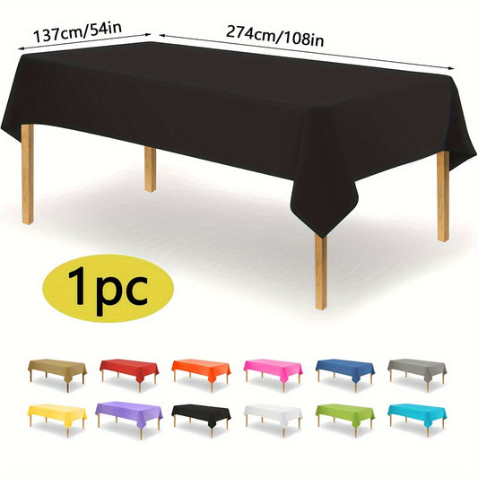 Essential for weddings and parties, this rectangular disposable plastic tablecloth is made of durable PEVA material. Measuring 137.16x274.32cm, it is waterproof and suitable for a variety of occasions, including birthdays, celebrations, and even bathroom