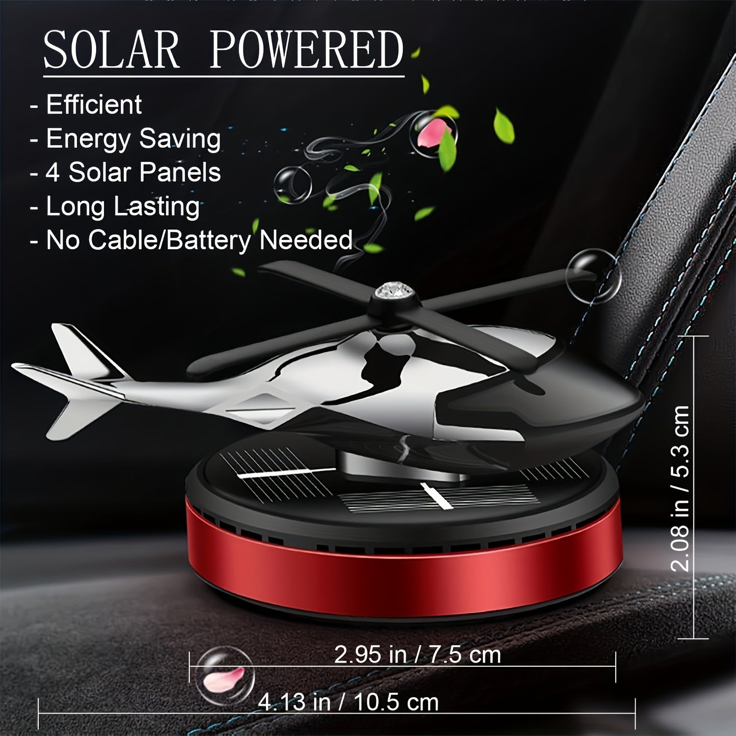 AAZRZRZ Solar-Powered Helicopter Car Air Freshener made of Aluminum Alloy with Long-Lasting Natural Fragrance for Men and Women.