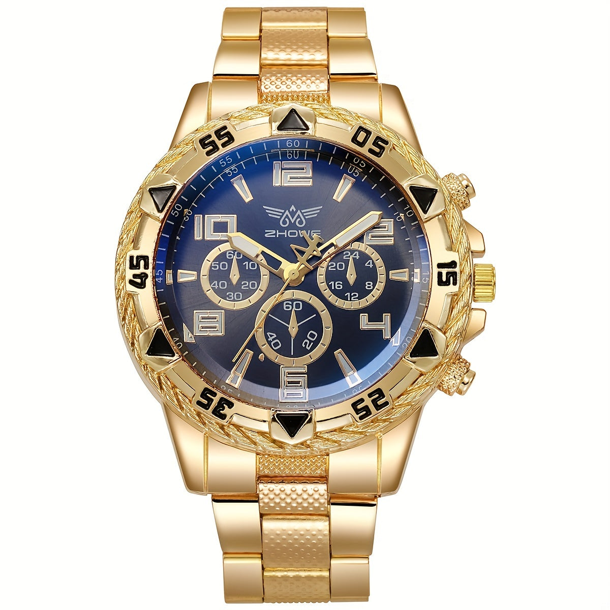 Stylish Gold-Detailed Quartz Watch for the Confident Gentleman with a Business Edge