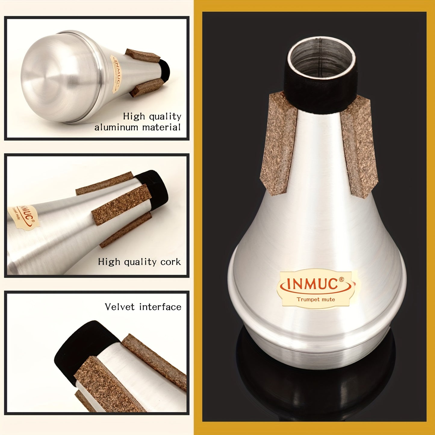 Lightweight trumpet straight mute with cork for jazz, classic, beginners