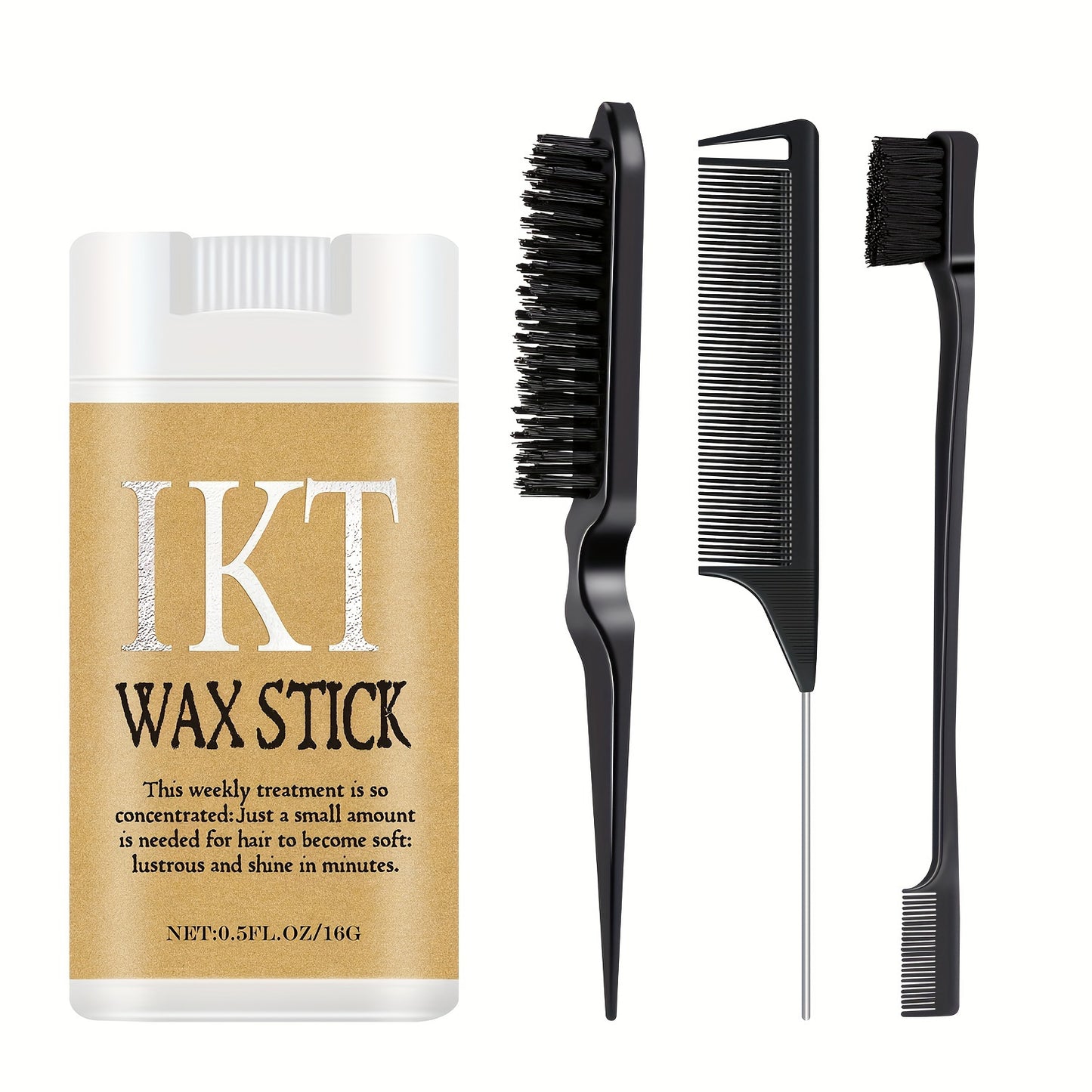 IKT Hair Wax Stick Set for Unisex, Non-Greasy Paste for Normal Hair, Styling Comb for Wavy Curly Hair, Controls Wigs, for Men and Women, Ideal for Carnivals/Masquerades.