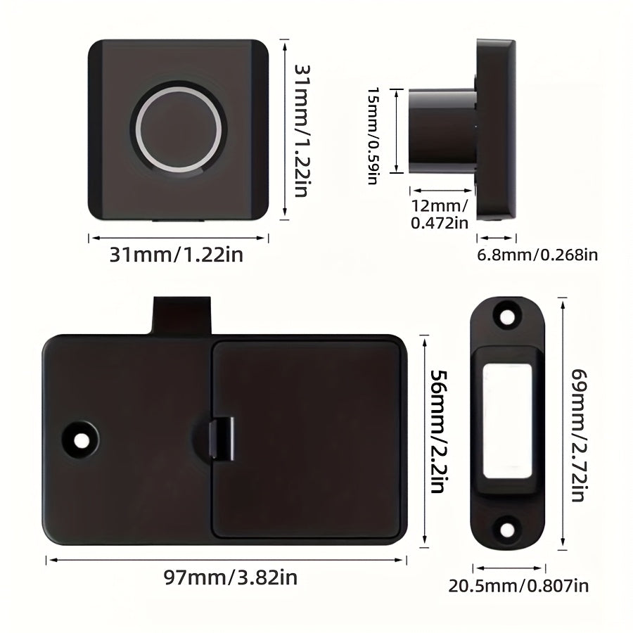 ABS Fingerprint Drawer Lock for home and office cabinets. Battery operated with easy installation. Battery not included.