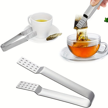 Stainless Steel Tea Bag Squeezer and Strainer - Great for Grasping Ice Cubes and Loose Tea Bags - Suitable for Black, Herbal, and Earl Grey Teas - 1 Piece