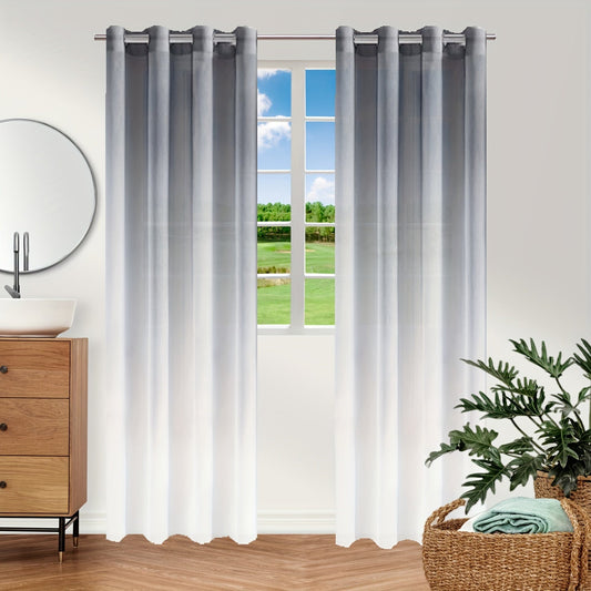 Upgrade your bedroom or living room decor with this stunning Bohemian Ombre Sheer Curtain. The semi-sheer design features a beautiful gradient from blue to white, adding a touch of sophistication to any space. Made from UV protective polyester, this