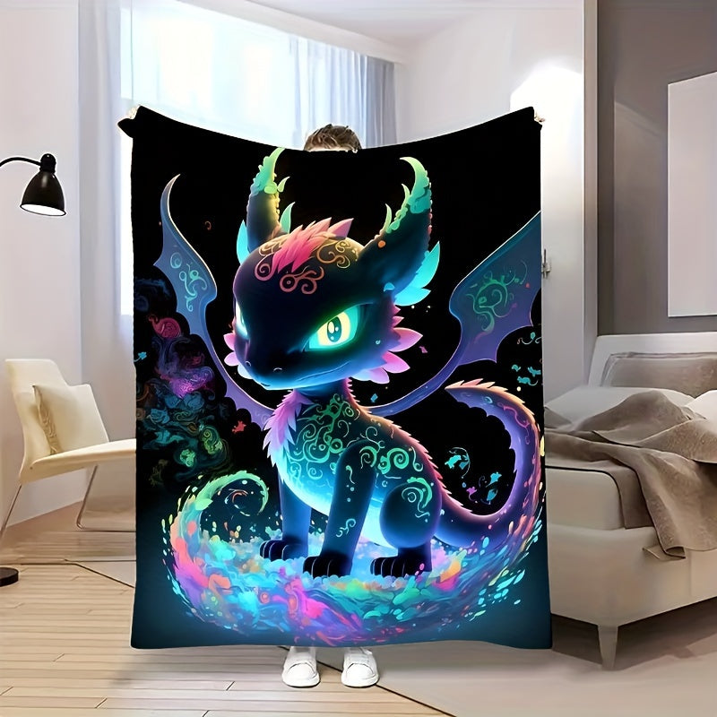 Get cozy with this Luminous Dragon Print Blanket, perfect for all seasons. Made of soft and warm flannel Mao, it is suitable for use on the sofa, bed, while traveling, or in the office. An ideal gift for family members.