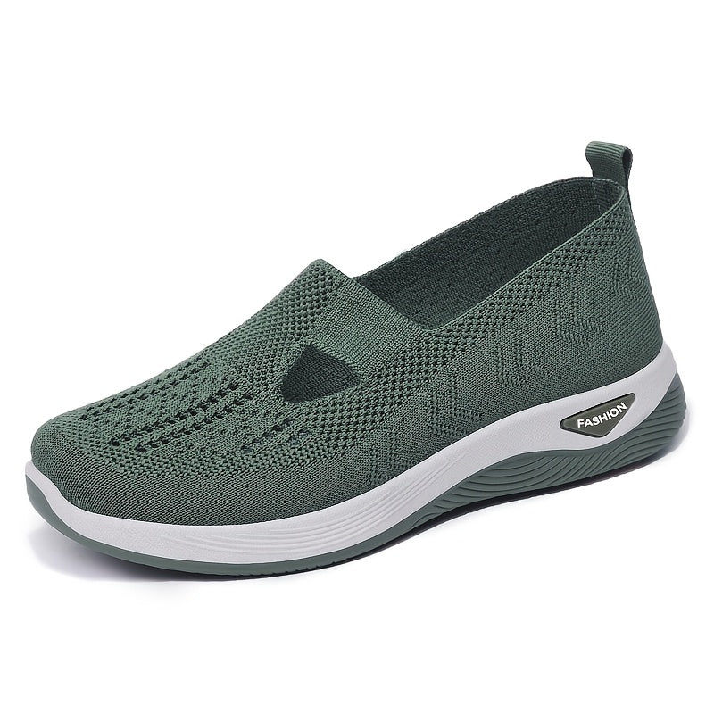 Breathable mesh slip-on sneakers for women with a comfortable PVC sole and loose fit.