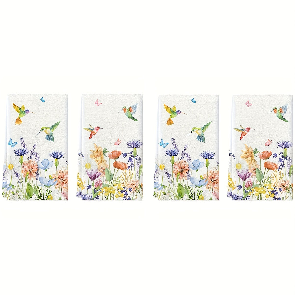 2/4 piece set of Hine Spring Floral hand towels. Ultra-soft, quick-dry, absorbent microfiber dishcloths. Fade-resistant and machine washable for home and kitchen decor.