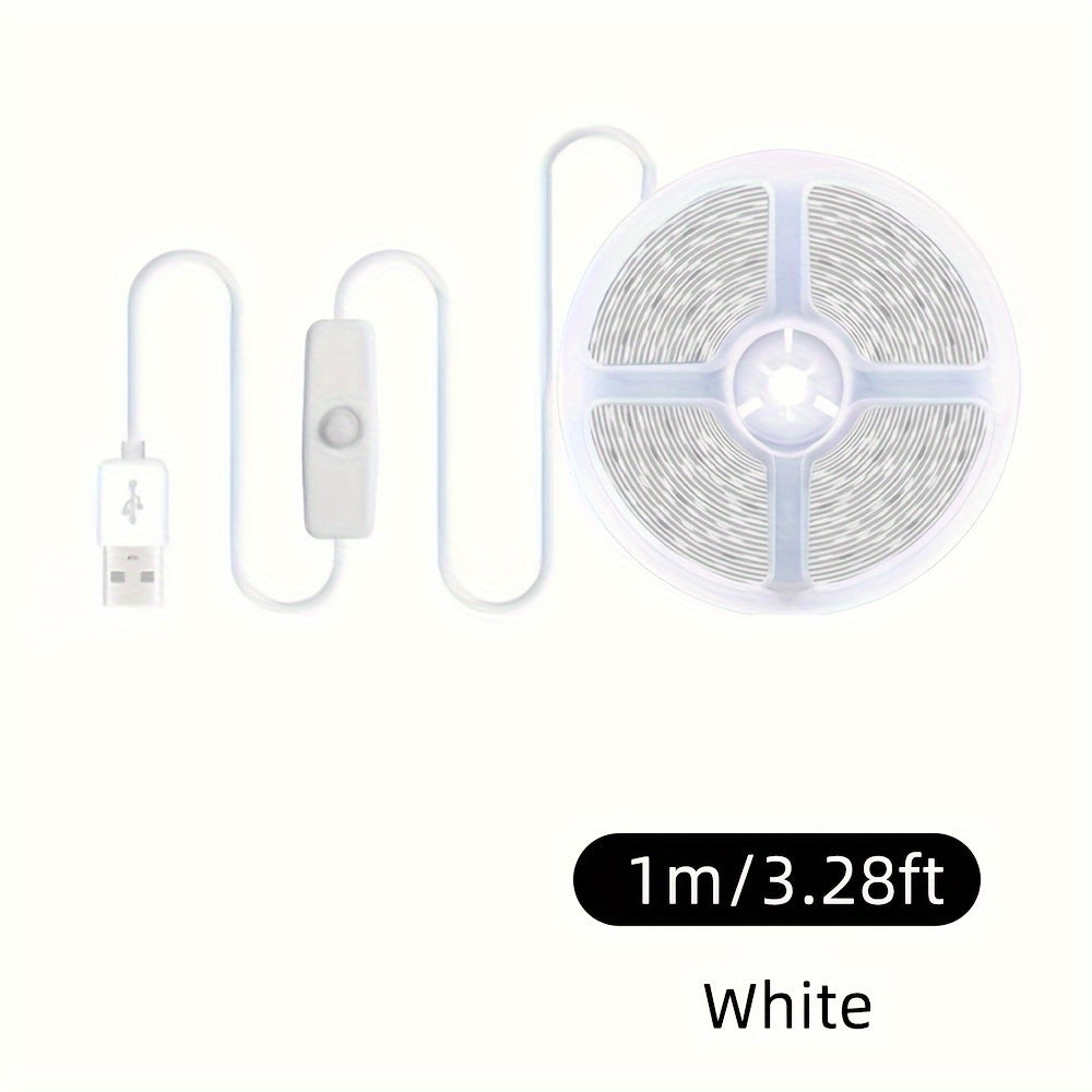 15.24m/9.75m/4.88m/99.97cm USB LED strip lights with white/warm white LEDs. Has switch button, flexible, cuttable, and can be pasted. Ideal for TV background lighting and party DIY lighting.