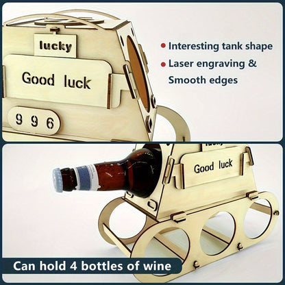 Stylish Wooden Wine Rack - Accommodates 4 Bottles, Great for Adding Charm to Home Bar & Kitchen, Perfect Christmas Present