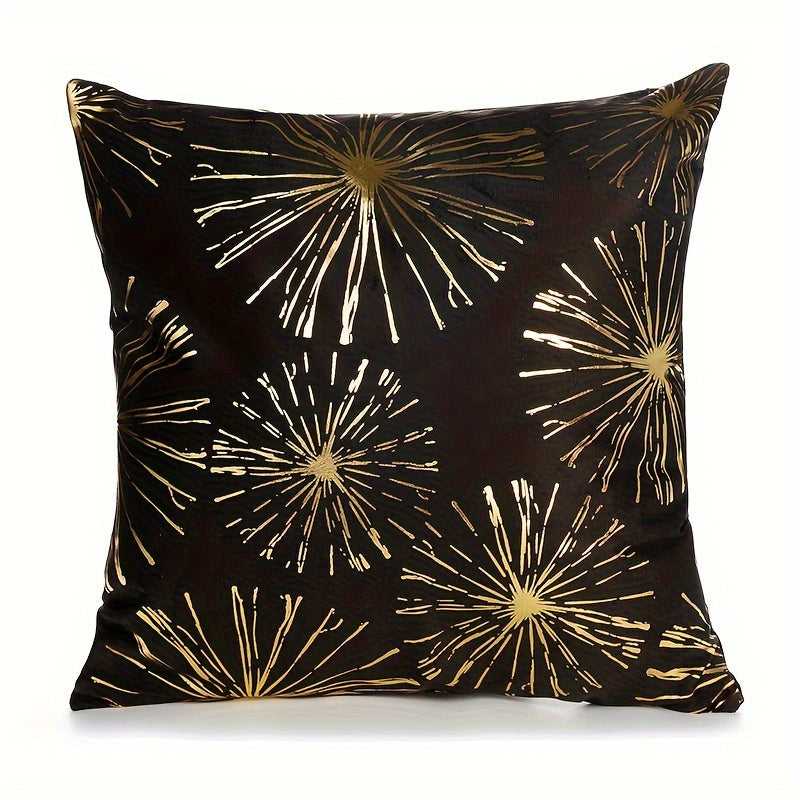 Boho luxury gold plated decorative pillow cover for sofa or bed, cozy modern home decoration, 45.72x45.72 cm.