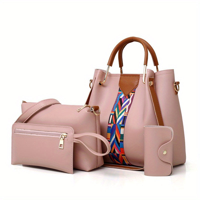 Single shoulder crossbody handbag fashion four piece set.