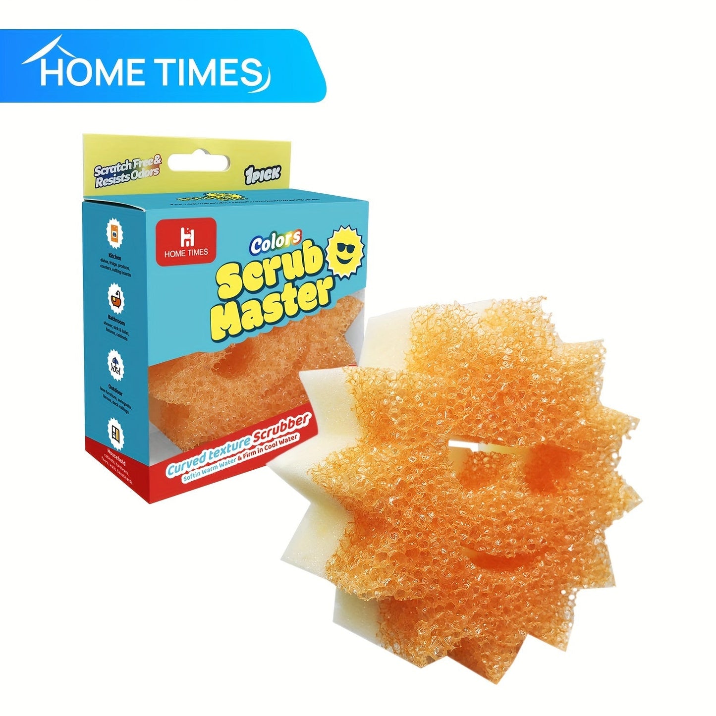 Get the ultimate cleaning tool with the 1 Pack Home Times Scrub Master Color Sponge. This BPA-free multipurpose dish sponge is scratch-free and made from polymer foam, making it stain and odor resistant. Perfect for cleaning in the kitchen, office desk