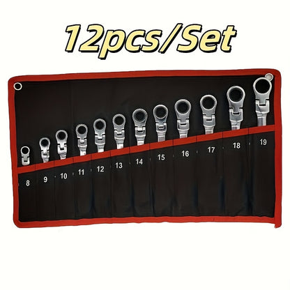 1/12pcs Ratchet Dual-purpose Wrench Set for Quick Mechanical Repair car with 6-19mm Opening Clover Wrench.