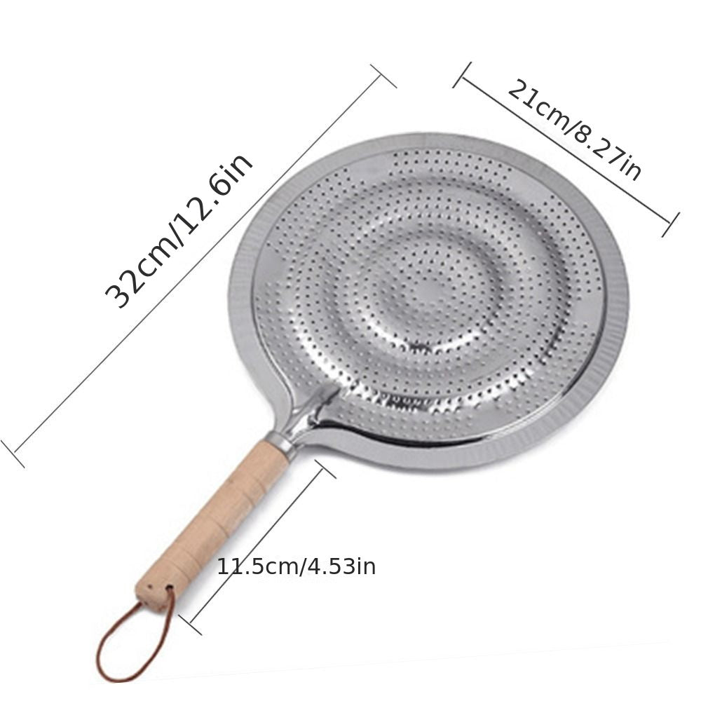 Durable 21cm Wooden Handle Heat Diffuser Flame Guard for Gas, Electric, and Induction Cooktops - Reducer Accessory