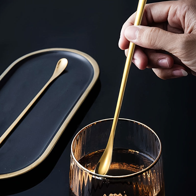 This collection of elegant long-handled Japanese cocktail stirring spoons is perfect for enhancing your drink presentation. Made from high-quality 304 stainless steel, each spoon is 22cm long and can be used for a variety of beverages such as coffee