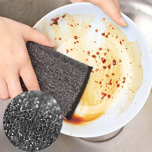 Set of 6 Steel Scrub Sponges - Non-Scratch Dishwashing Sponges for Multipurpose Cleaning. Perfect for Kitchen Cleaning - Includes Wire Scrubber for Easy Dishwashing. Essential Cleaning Tools and Supplies.