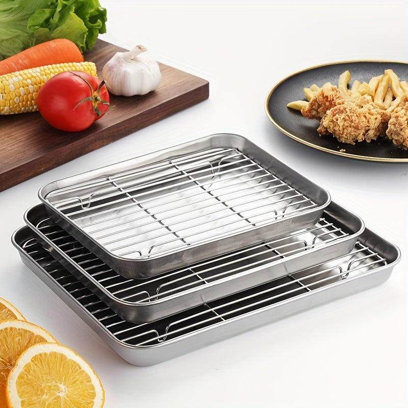 Must-Have Stainless Steel Square Plate for Steaming Rice, Vermicelli, BBQ, Disinfection, and Oil Filtering - Essential Tool for Japanese Kitchens, Drainage Plate, and Oil Filter Tray