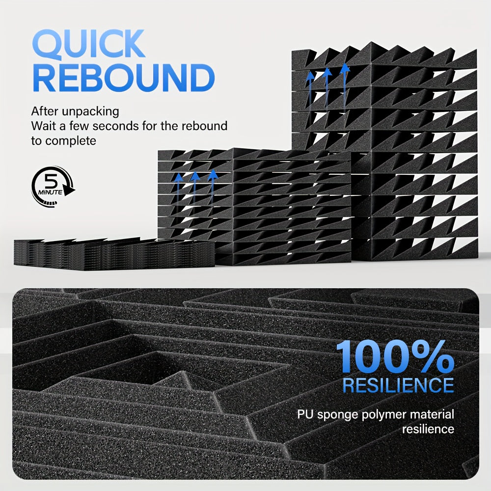 24pcs TMJD MISS Acoustic Foam Panels with 3D Diamond Groove Design for Soundproofing, ideal for Home, Office, Recording Studio