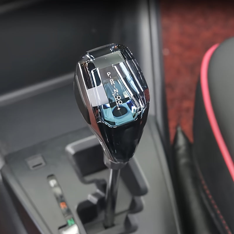 Universal LED crystal gear shift knob, non-keyed and touch-glowing, suitable for various car brands.