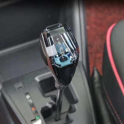 Universal LED crystal gear shift knob, non-keyed and touch-glowing, suitable for various car brands.