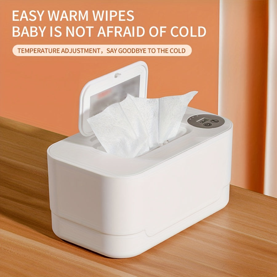 Portable wipes warmer with constant temperature insulated dispenser, featuring a 10W power USB heating box, three-speed temperature adjustment from 55-65 degrees.