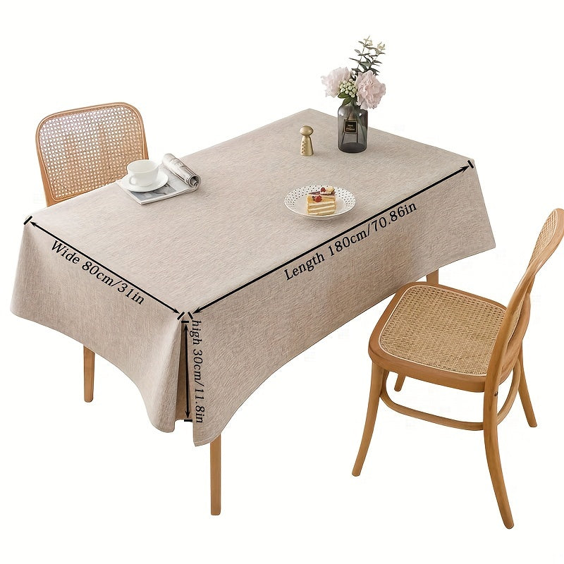 Thick polyester tablecloth in solid color adds elegance to dining and coffee tables with its modern design.