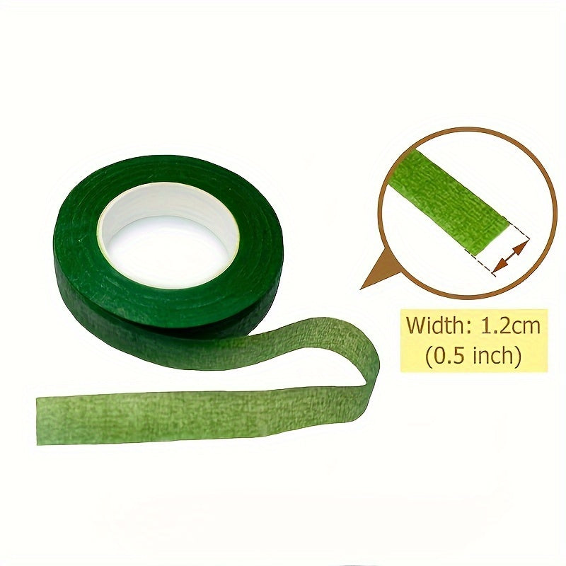 5-Pack of Floral Tape in Green & Brown, Ideal for Bouquets & Crafts, 1.27cm x 27.43m Each