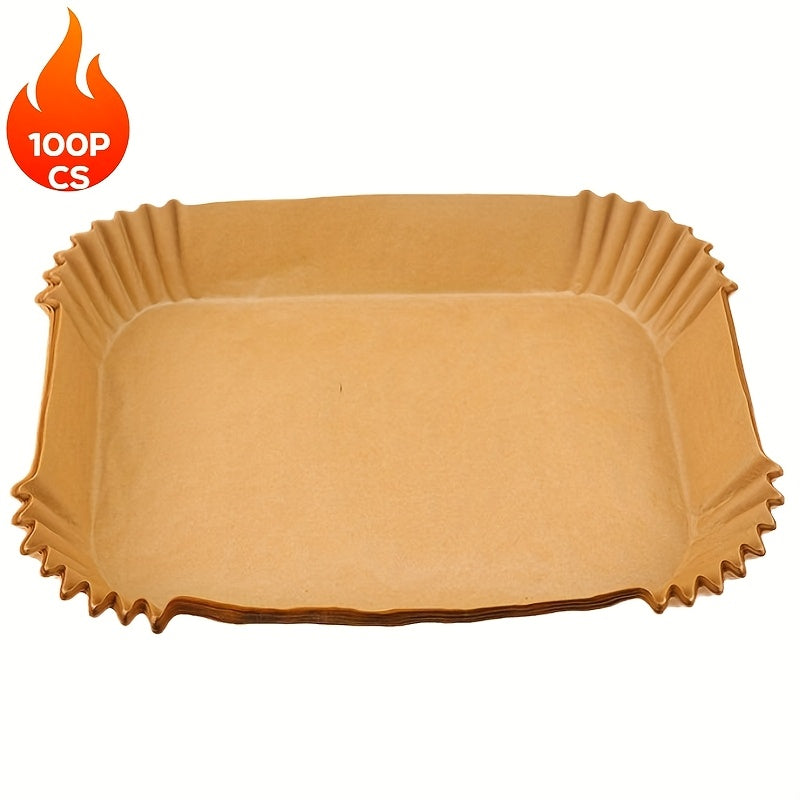 Pack of 100 Non-Stick Air Fryer Parchment Paper Liners, Durable and Resistant to Oil & Water, Ideal for Baking in the Kitchen, at Weddings, Birthdays & Summer Parties, Made with Chemical-Free Materials