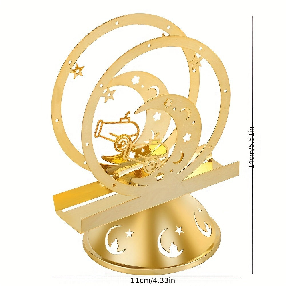 Elevate Your Dining Table Decor with a Stunning Seasonal Napkin Holder Featuring a Crescent Moon Design in Gold Plated Metal - A Sophisticated Standing Tissue Dispenser Ideal for Celebrating Christmas, Halloween, Easter, Hanukkah, and Thanksgiving