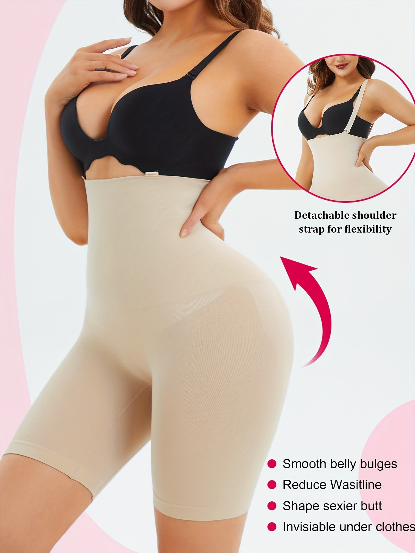 High waist compression shorts for women, shapes and lifts buttocks.