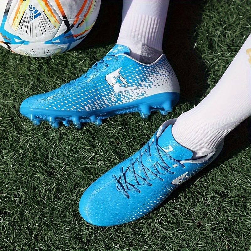 Athletic adult soccer cleats with breathable, non-slip design for all seasons.