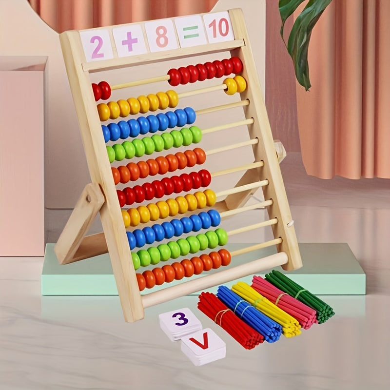 Colorful Log Stand & Sticks Wooden Counting Toy Set for Young Children - Perfect for Early Learning, Educational Playtime, Preschool, Kindergarten & More!