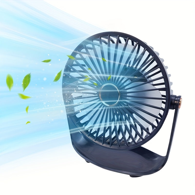 Introducing the JKUOO Sleek Portable Mini Desktop Fan - a 5-Speed USB Cooling Fan that is Quiet, Rotatable, and comes with a Digital Display & Hanging Option. This fan is perfect for use in the Home, Office, Bedroom, Dorm, or even for Indoor/Outdoor