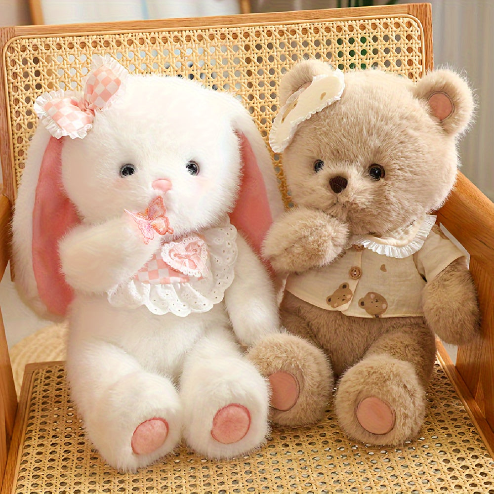 Soft and calming Fox, Bear, and White Cat plush dolls ideal for home decor or as a thoughtful gift.