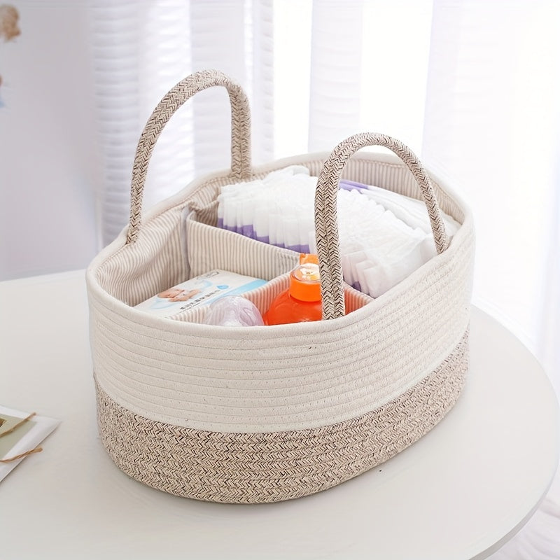 Versatile Storage Basket with Divided Compartments - Easily Portable Alphabet Design for Organizing Milk Bottles, Diapers, Baby Essentials, and Infant Supplies. This European-inspired Rope Laundry Basket offers ample storage capacity for your Home