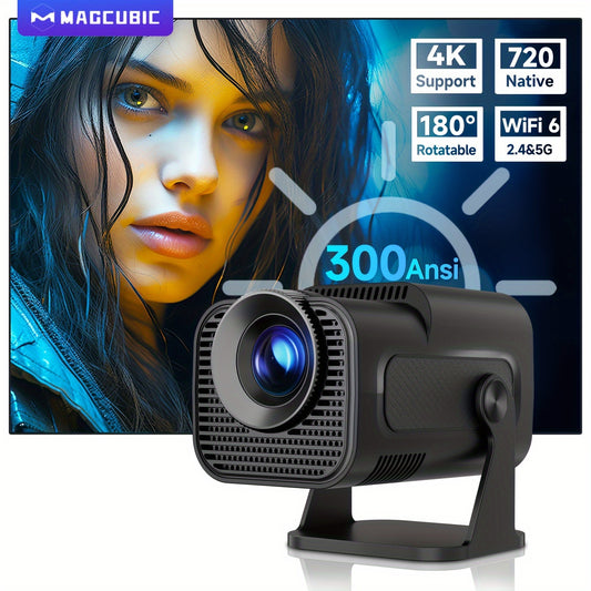 Magcubic HY320 Mini 720P Android 11 4K proyektori wifi6, simsiz 5.0, 300 ANSI, EU rozetkasi va 180° aylanuvchi.