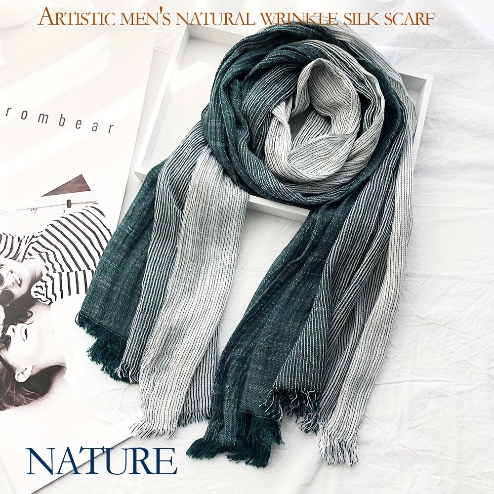 Cotton-Linen Striped Scarf - A Stylish Fashion Accessory for Men and Women During Autumn & Winter