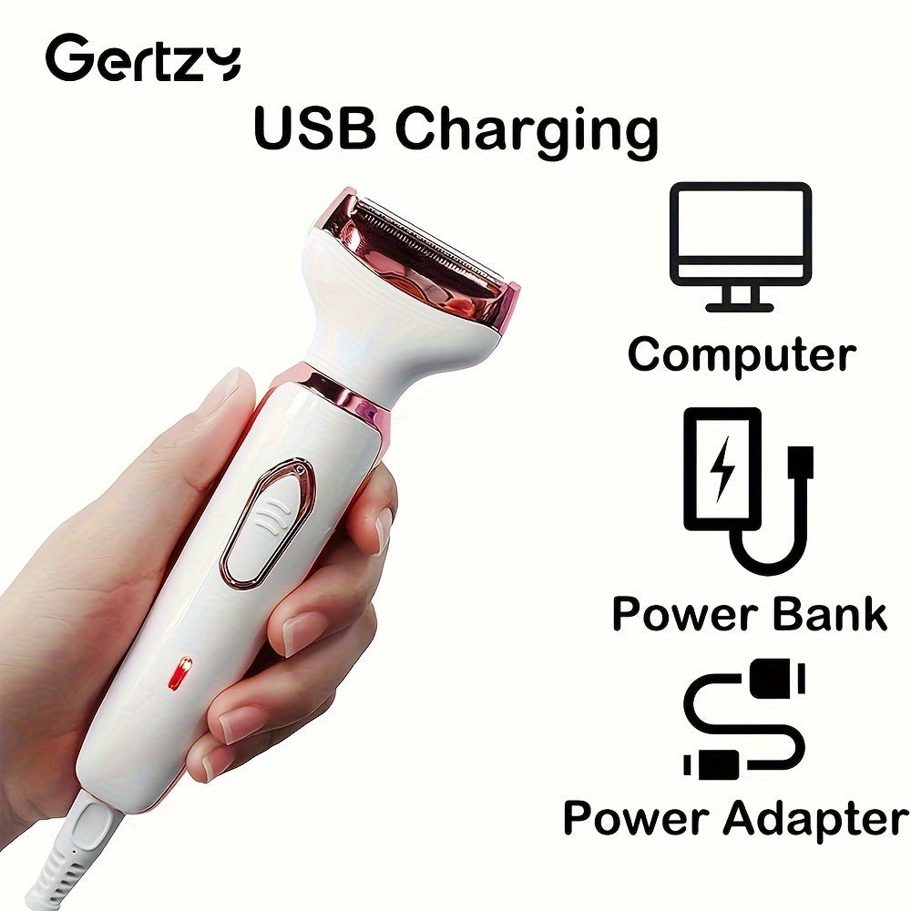 4-in-1 rechargeable electric razor for women, suitable for face, nose, legs, underarms, and bikini area. Can be used wet or dry, pain-free grooming kit that is portable and rechargeable.