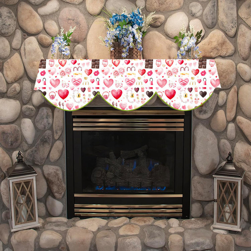 Polyester Valentine's Day Love Heart Fireplace Mantle Scarf - No Power Required, Ideal for Winter Holiday Home & Living Room Decor, 49.78cmx78.7, also suitable as a Cape, Table Flag or Window Decoration.