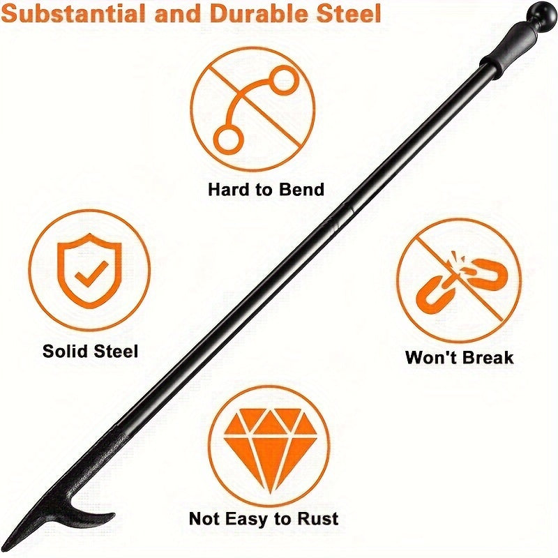 The Amana Hair 32-Inch Portable Fire Poker is perfect for campfires, fire pits, and indoor use. Made with durable metal construction and rust-resistant stainless steel in a sleek black finish, this essential fireplace accessory is a must-have tool for