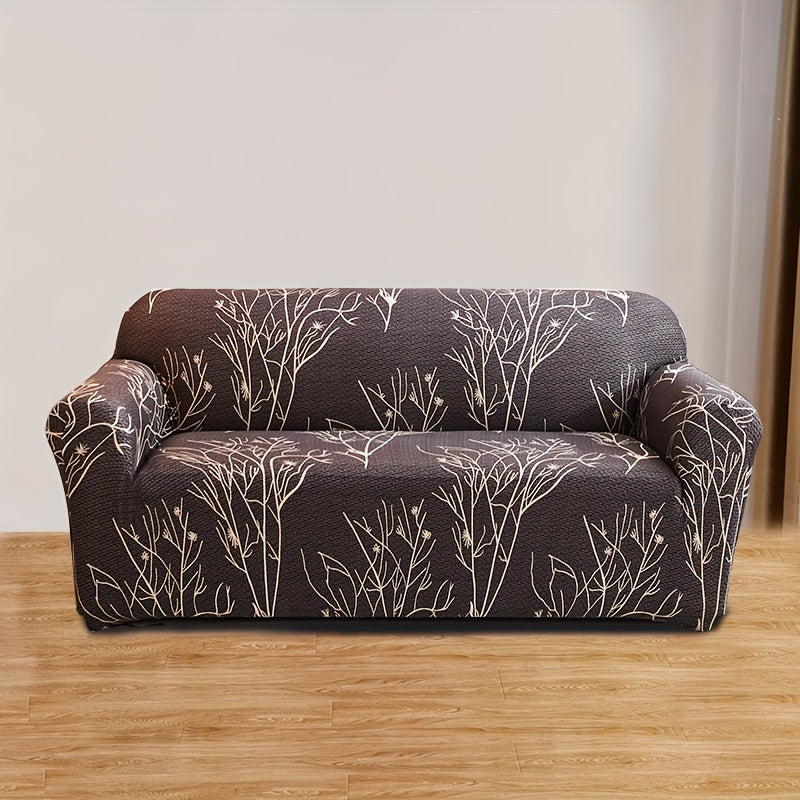 Four Seasons Printed Sofa Cover with Elastic Slipcover for Couch Protection from Cats, Ideal for Living Room or Office.