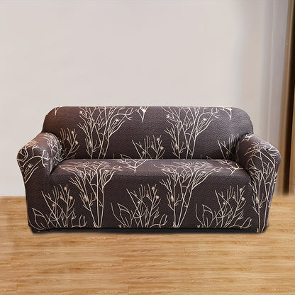 Four Seasons Printed Sofa Cover with Elastic Slipcover for Couch Protection from Cats, Ideal for Living Room or Office.