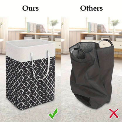 Upgrade your laundry game with the chic 75L Waterproof Laundry Hamper. Featuring a collapsible freestanding design with a trendy geometric pattern, this hamper has extended handles for effortless carrying. Perfect for storing clothes and toys in dorms