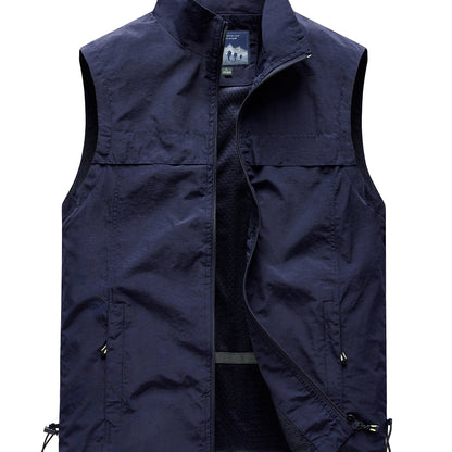 Men's zip-up stand collar vest for outdoor sports