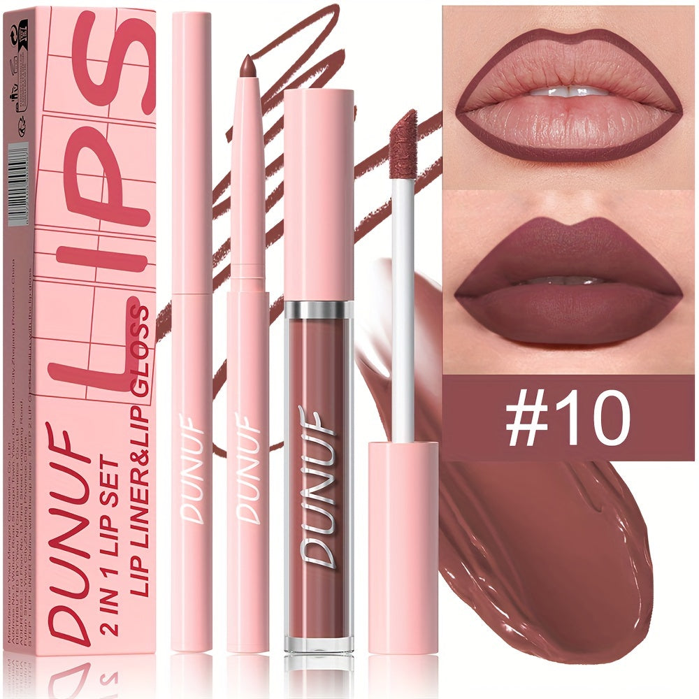 Matte lip gloss lip liner set that is durable, waterproof, sweat-resistant, and easy to color.