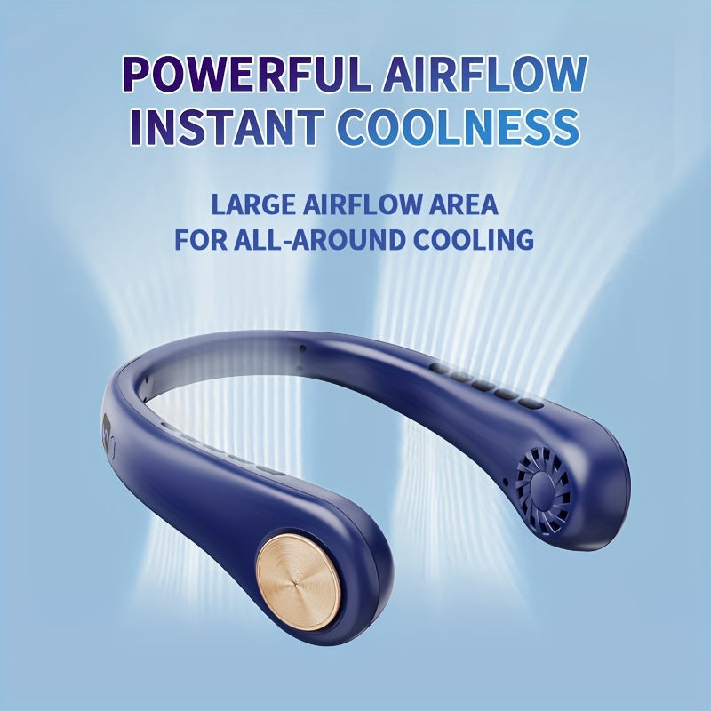 Stay cool with the JKUOO Portable Neck Fan, featuring a digital display, 5 speed settings, adjustable silicone strap, USB rechargeable 1200mAh lithium battery, and large wind output. Perfect for use at home, in the office, or during outdoor activities