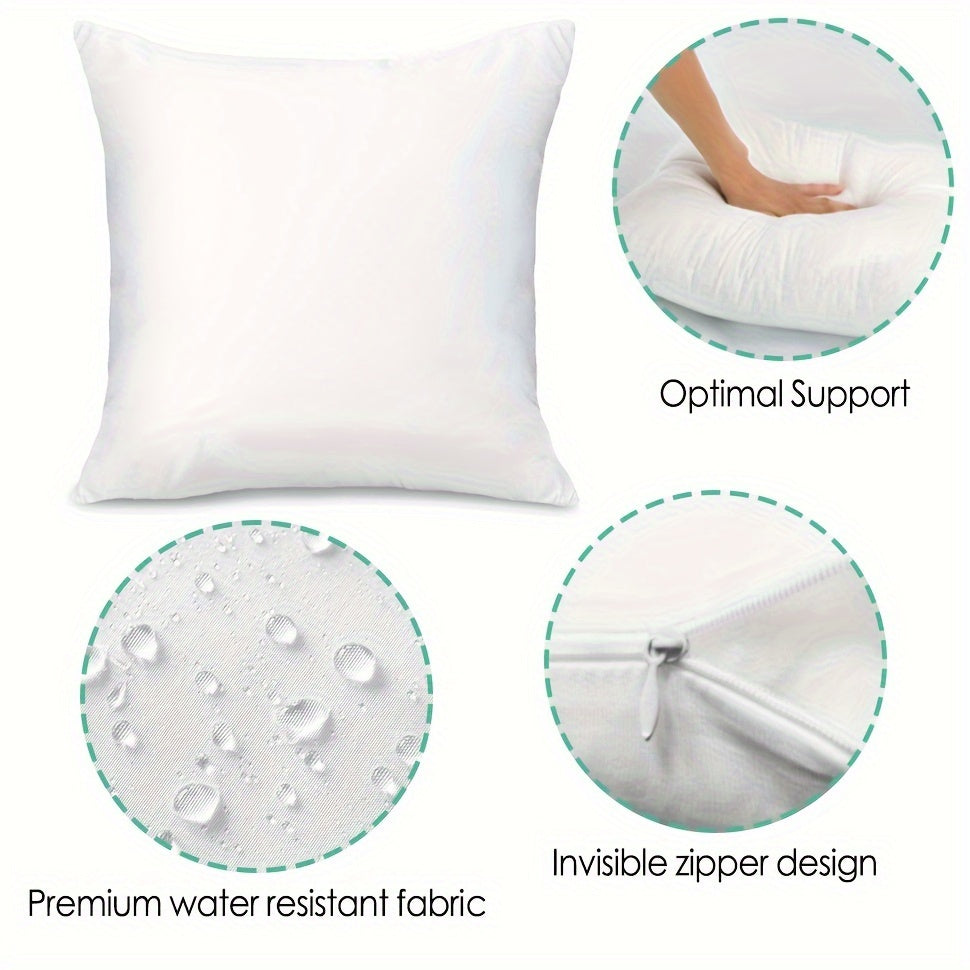 1 box of 4 waterproof outdoor throw pillow cores, white with zipper, perfect for courtyard or indoor use.